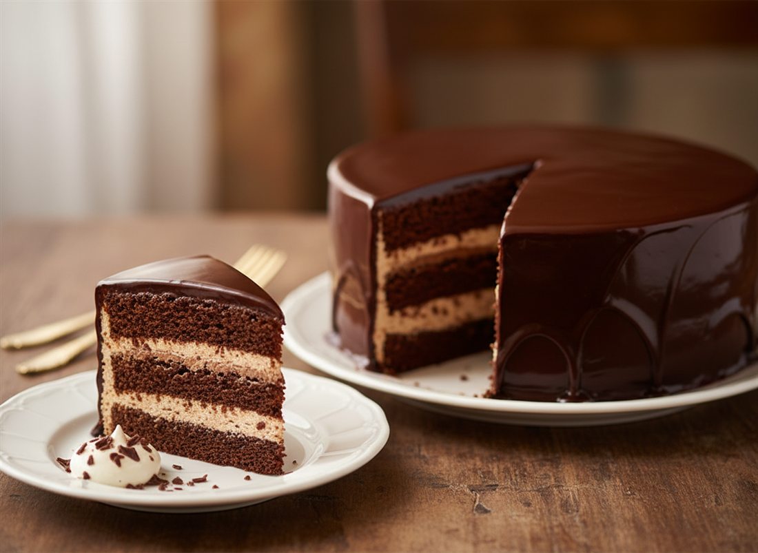 Bolo espelho de chocolate