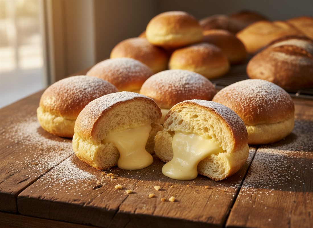 Brioche recheado com creme