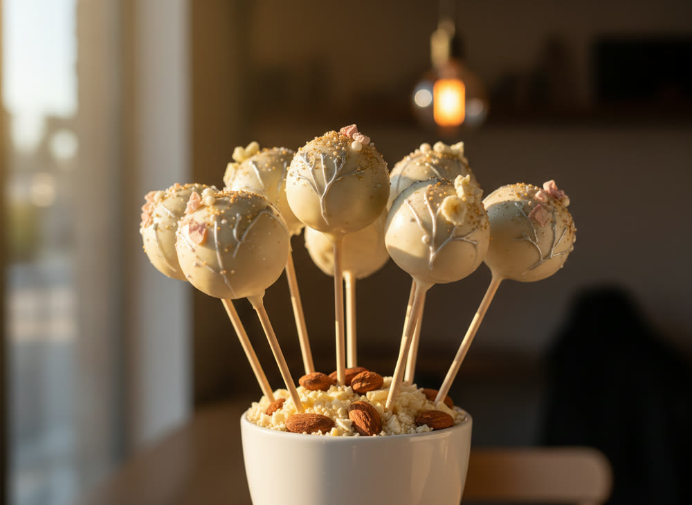 Cake pops de chocolate branco