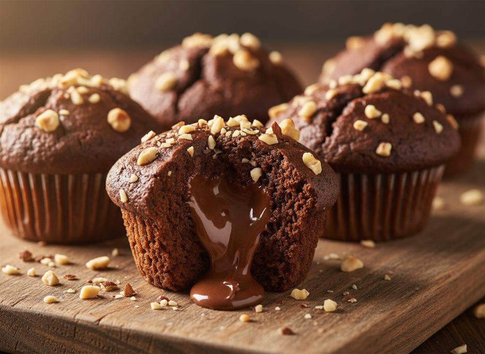 Muffins de avelã e chocolate