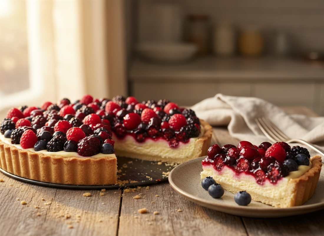Tarte de frutos silvestres com creme