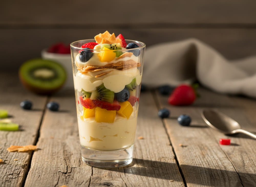 Verrine de creme e frutos